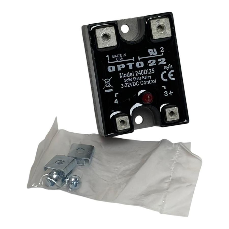 Used Opto 22 Model 240Di25 Solid State Relay 25A 240VAC 3-32VDC Control New Surplus