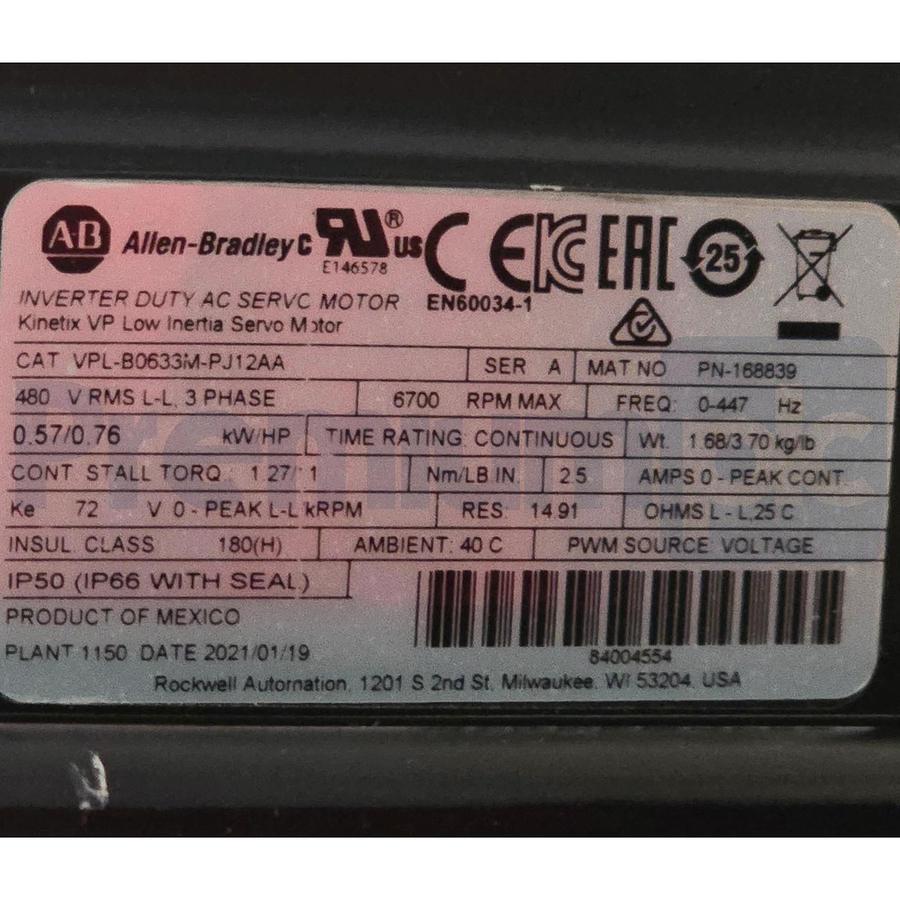 Used Tolomatic RSA24 BNL05 Actuator w/ Allen Bradley VPL-B0633M-PJ12AA Servo Motor