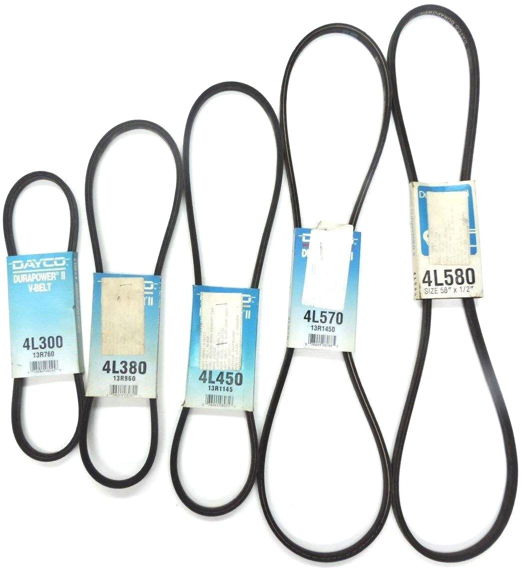 Used LOT OF 5 NEW DAYCO DURAPOWER II V-BELTS 4L300, 4L380, 4L450, 4L570, 4L580