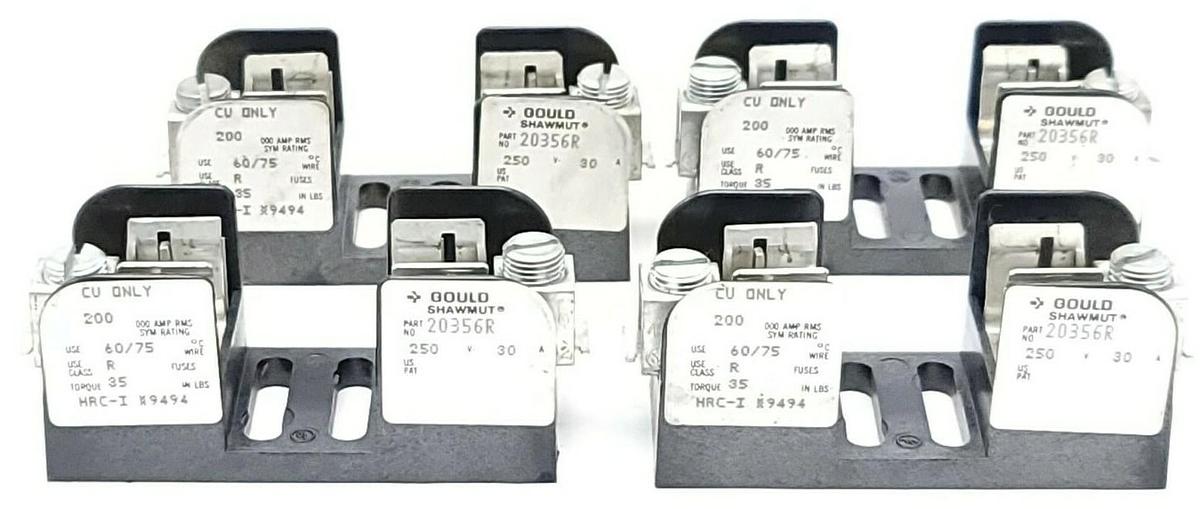 Used LOT OF 4 GOULD SHAWMUT 20356R FUSE BLOCKS 250V 30A