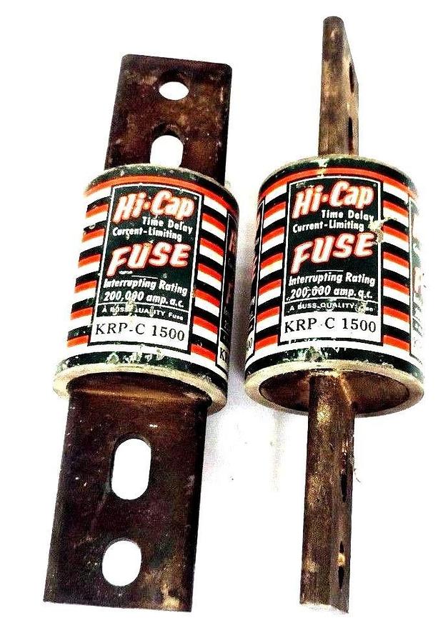 Used LOT OF 2 BUSSMANN KRP-C 1500 HI-CAP TIME DELAY FUSES 600V, KRPC1500