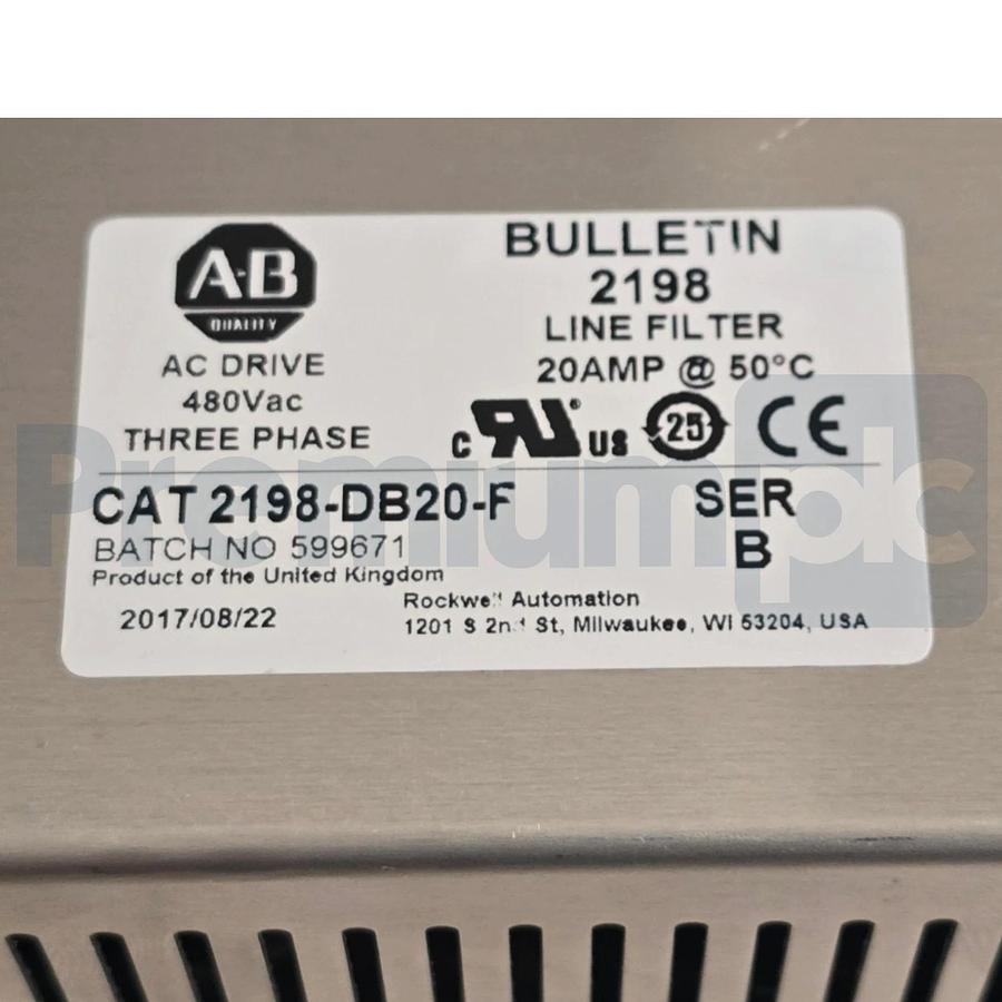 Used Allen-Bradley 2198-DB20-F /B Kinetix 5500 AC EMC Line Filter 20A 3-Ph 2198DB20F