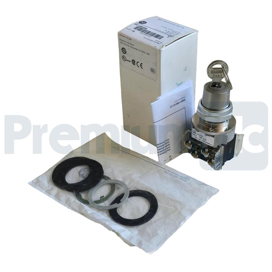 Allen-Bradley 800T-H3123B /T Selector Switch 30mm 2Pos Cylinder Lock 2 NO / 2 NC
