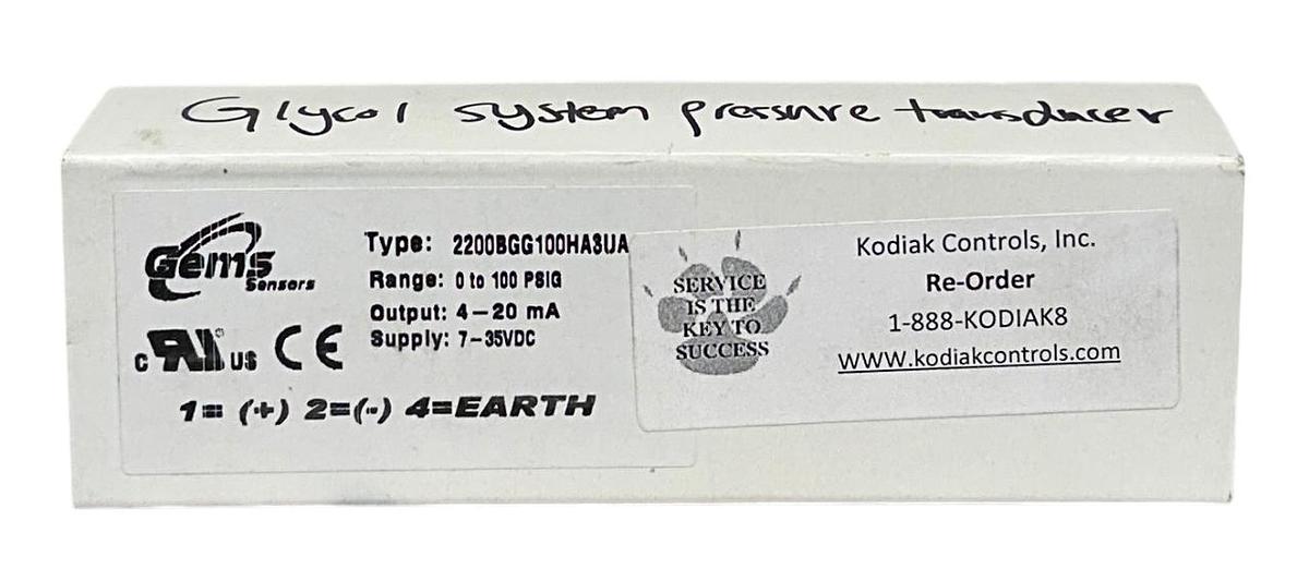 Used GEMS SENSORS 2200BGG100HA3UA PRESSURE TRANSDUCER 7-35VDC 4-20mA 0-100PSIG NSMP