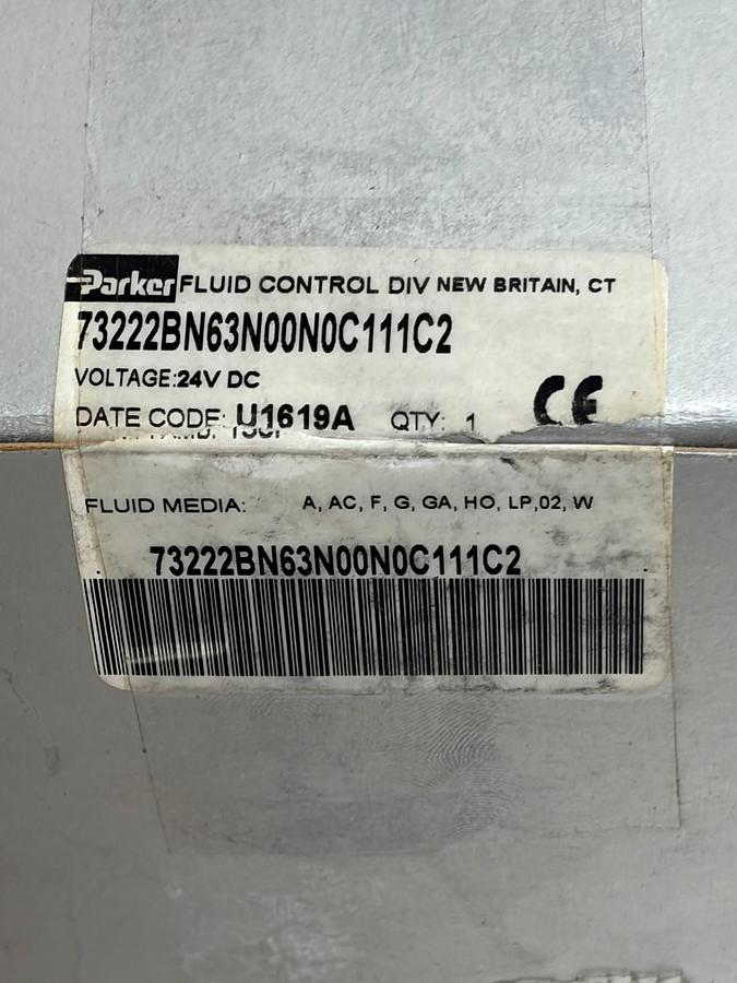 Used Parker 73222BN63N00N0C111C2 Solenoid Valve 24VDC 1" NPT Brass Normally Open NSMP