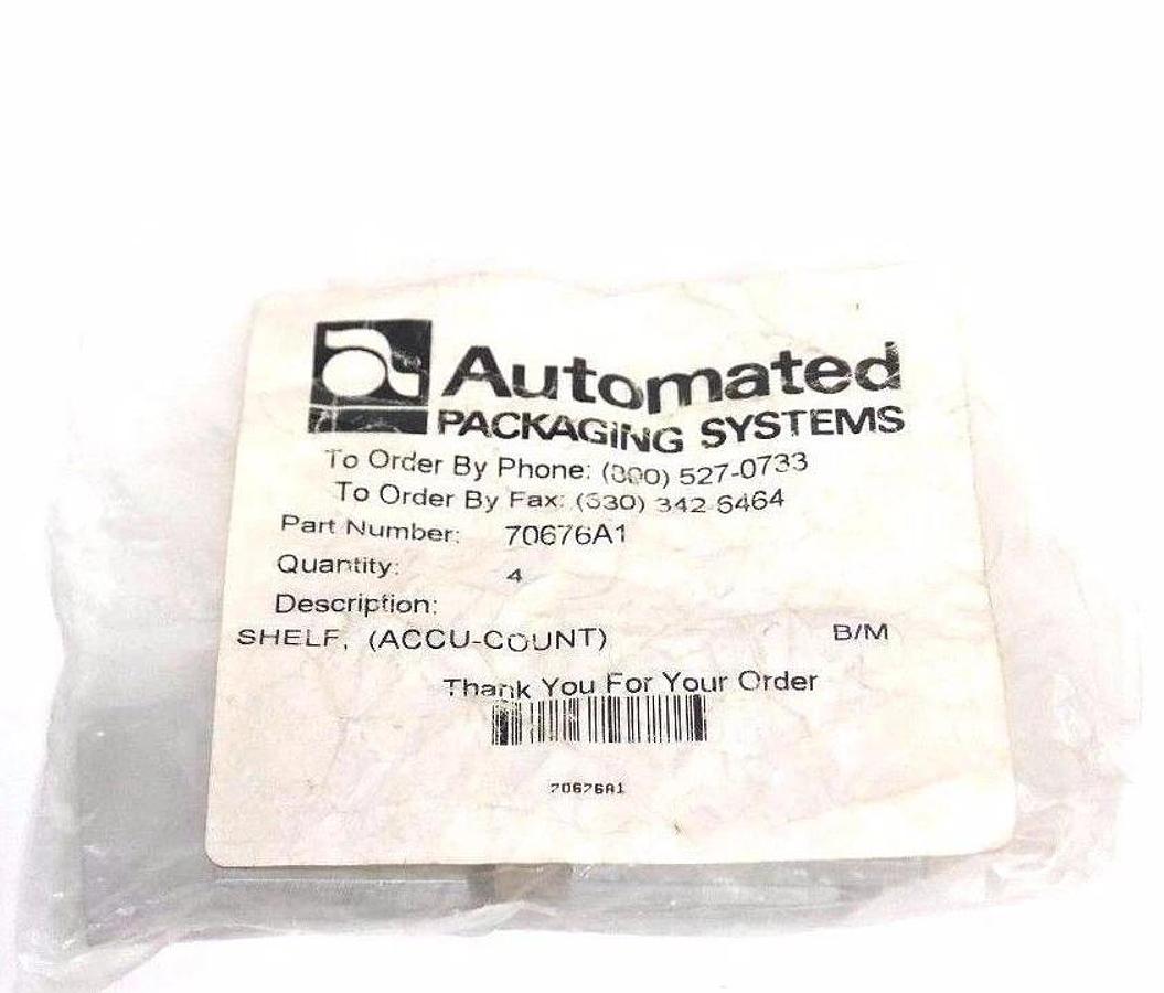 Used NIB AUTOMATED PACKAGING SYSTEMS 70676A1 SHELF, (ACCU-COUNT) - QUANTITY: 4