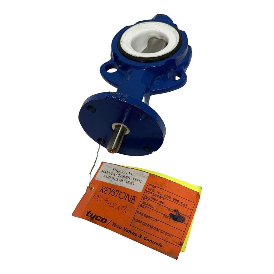 Used Keystone Tyco 990 Butterfly Valve 2" Wafer 150 PSI 316SS Disc TFE EPDM New