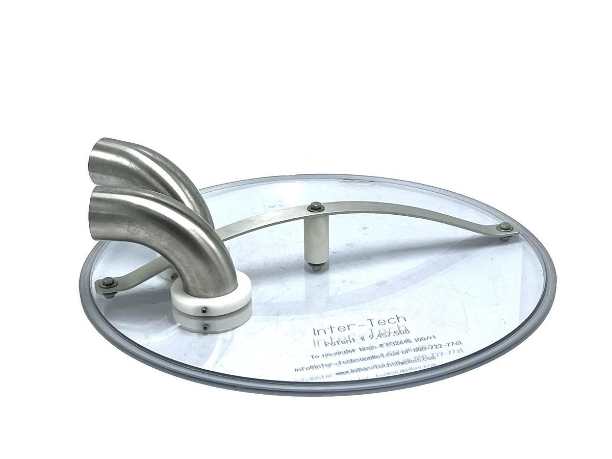 Inter-Tech 18-3/4" Vacuum Trim Receiver Lid Polycarbonate w/ (2) 2" SS 90° Elbow