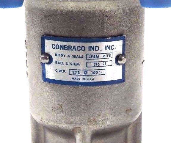 Used NEW CONBRACO IND. INC. CF8M RTFE BALL VALVE 316SS, 275 @ 100 DEG. F., CF8M