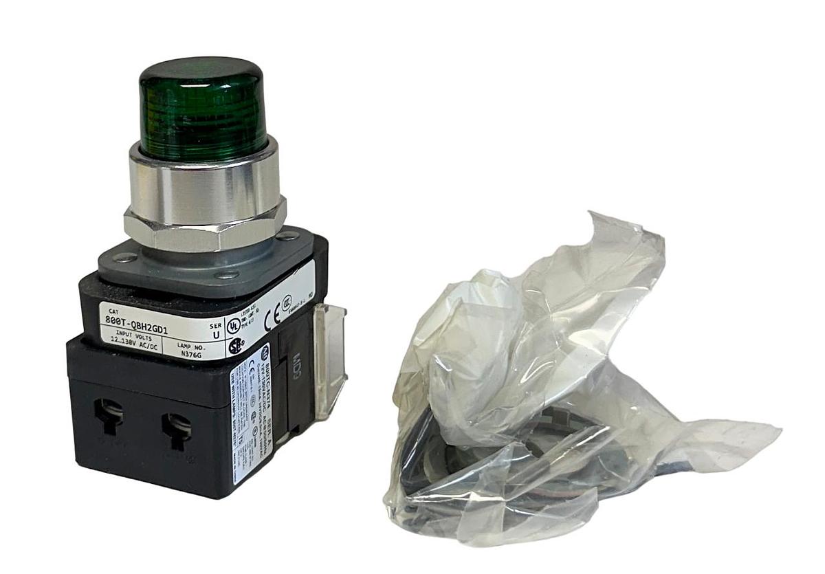 Used ALLEN BRADLEY 800T-QBH2GD1 /U 30mm MOMENTARY PUSH BUTTON GREEN 12-130VAC/DC NSMP