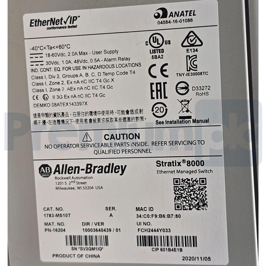 Used Allen Bradley 1783-MS10T /A Stratix 8000 10-Port Managed Ethernet Switch NSNP