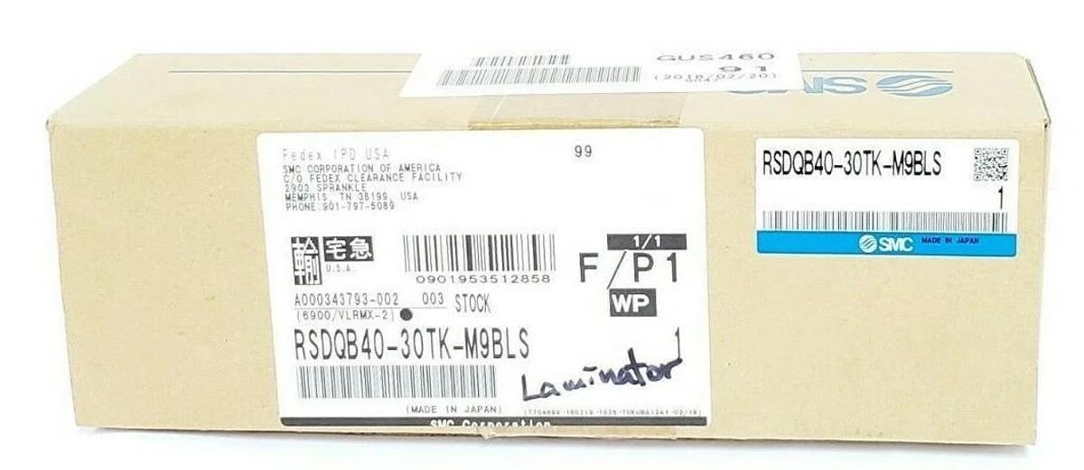 Used NIB SMC RSDQB40-30TK-M9BLS COMPACT STOPPER CYLINDER RSDQB4030TKM9BLS