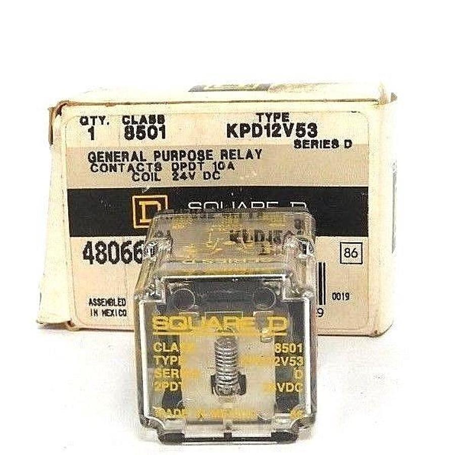 NIB SQUARE D 8501-KPD12V53 GENERAL PURPOSE RELAY 8501KPD12V53, SER. D, 24V DC