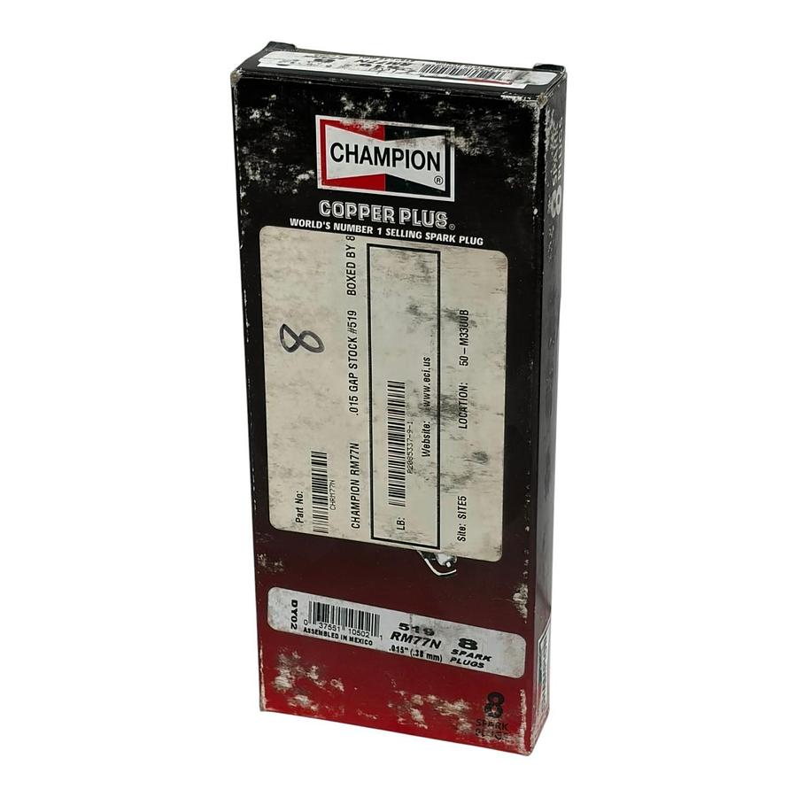 Used Box of 8 Genuine Champion Copper Plus 519 RM77N Spark Plugs
