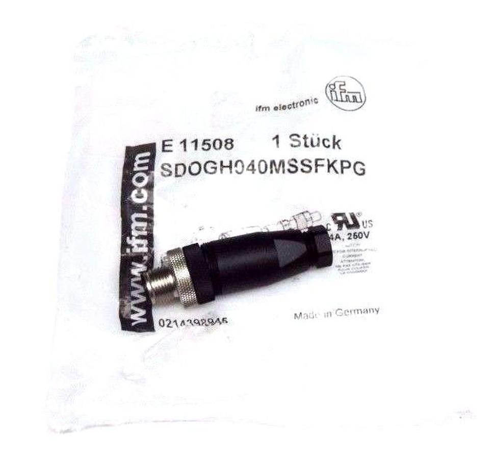 NEW IFM E11508 SDOGH040MSSFKPG CONNECTOR SOCKET STRAIGHT 4AMP 250VAC/DC