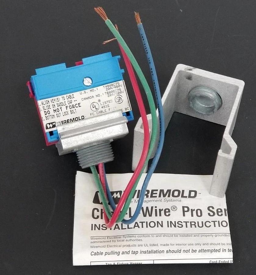 Used NIB WIREMOLD T480BC75 TAP & FIXTURE HANGER 3/4'' 20A/480V RED/BLUE T600BC75