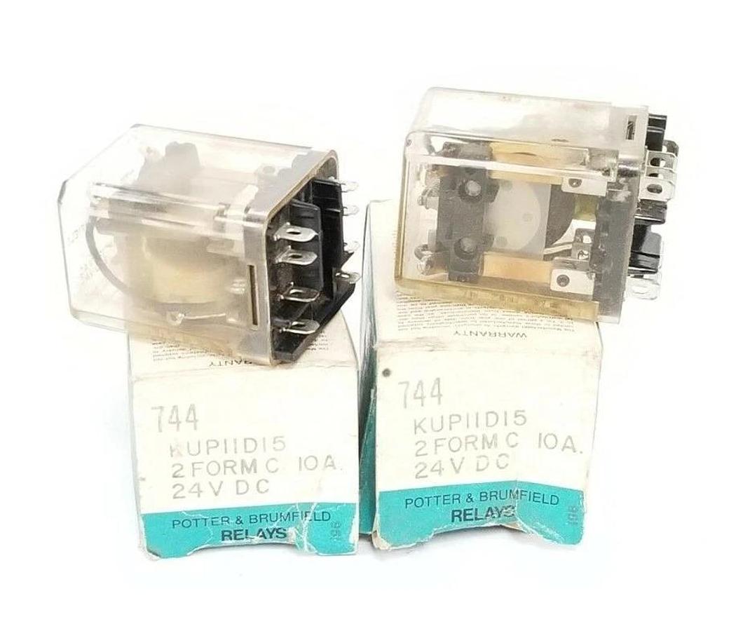 Used LOT OF 2 POTTER & BRUMFIELD KUP-11D15-24 RELAYS 24VDC, KUP11D1524 (IN BOX)