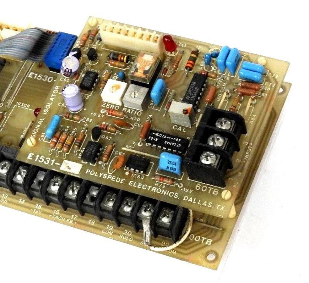 Used POLYSPEDE E1530-252 INTF BOARD W/ E1531-21 SIGNAL ISOLATOR & E1534-01 P.E.C
