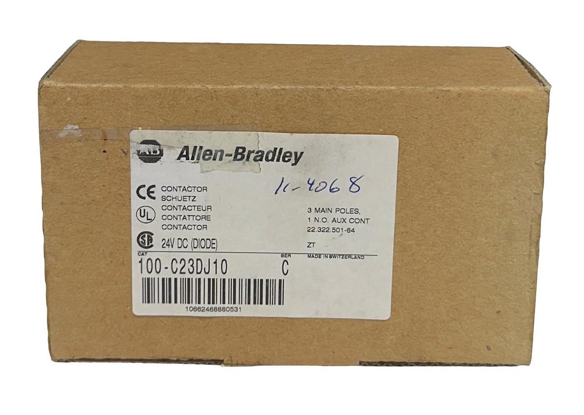 Used ALLEN BRADLEY 100-C23DJ10 /C CONTACTOR 3-POLES 24VDC (DIODE) 1N.O. CONTACT NSMP
