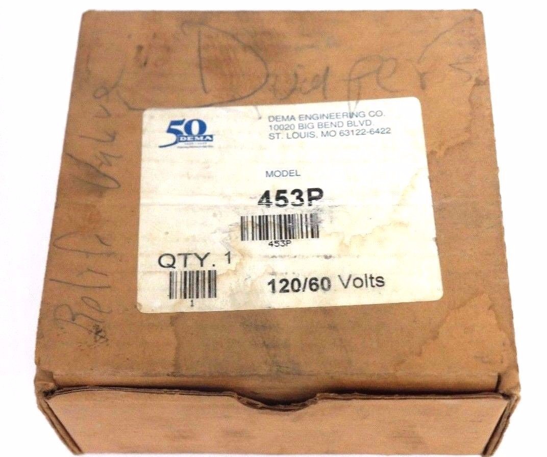 NIB DEMA ENGINEERING 453P SOLENOID VALVE 1500MRP, 1200MOPD, 120/60VOLTS
