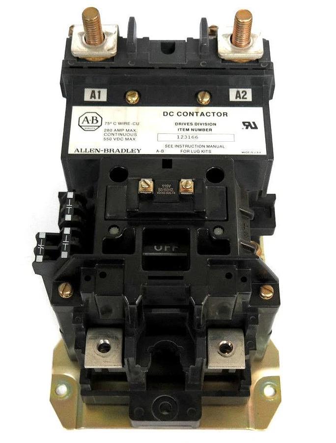 Used ALLEN BRADLEY 123166 DC CONTACTOR 280AMP, 550VDC, 115V COIL