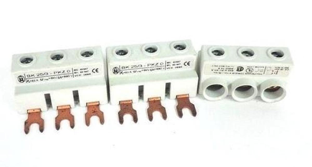 Used LOT OF 3 KLOCKNER MOELLER BK253PKZ0 TERMINAL ADAPTERS BK 25/3-PKZ 0