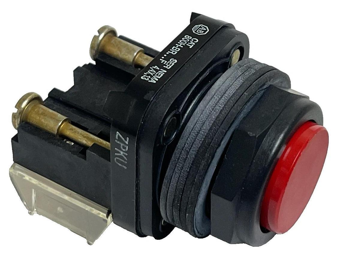 Allen-Bradley 800H-BR6D1 Ser. F Push Button | 30mm Red Extended Head | 1 NO