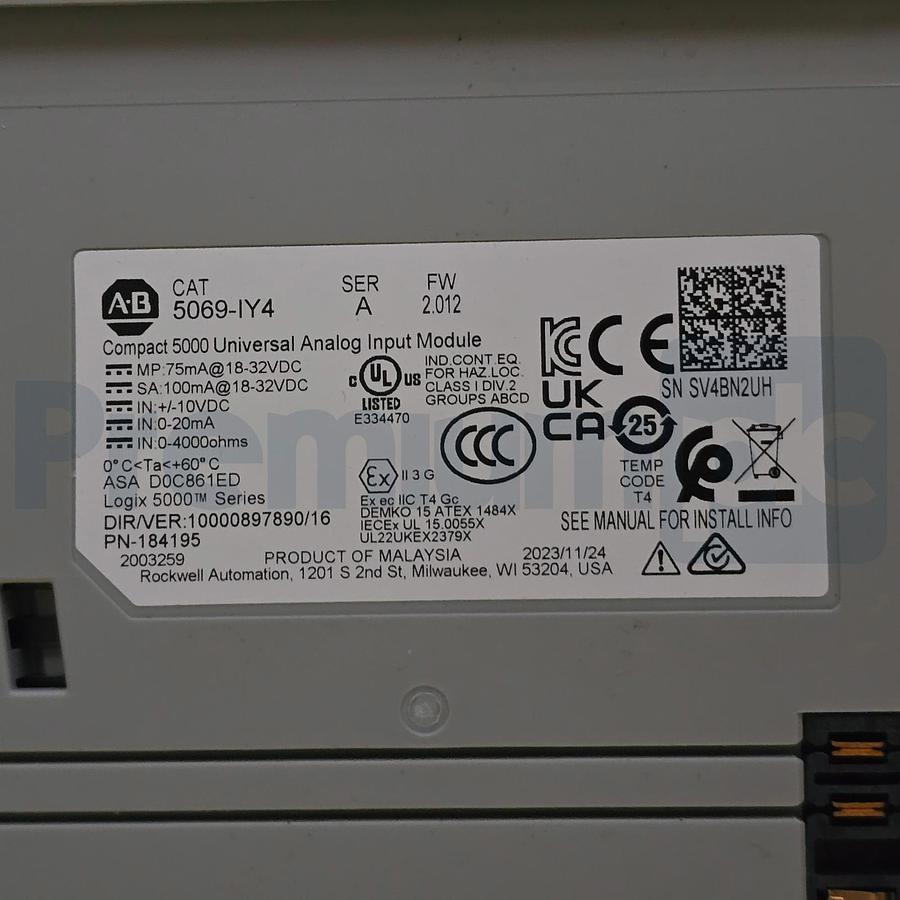 Used Allen-Bradley 5069-IY4 /A CompactLogix 5000 I/O Analog Input Module 4CH NSMP