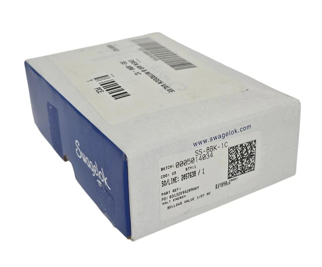 NIB SWAGELOK SS-8BK-1C SS BELLOWS-SEALED VALVE SS8BK1C 1/2 IN. SWAGELOK TUBE FIT