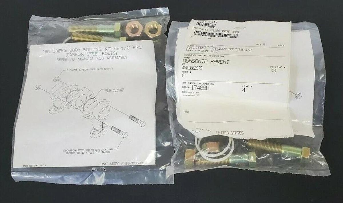Used (2) NEW FISHER 01195-0036-0001 1195 ORIFICE BODY BOLTING KITS FOR 1/2'' PIPE
