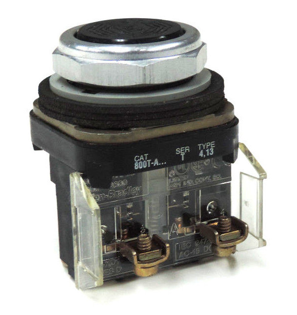 Used ALLEN BRADLEY 800T-A PUSHBUTTON 800TA SER. T W/ 800T-XD1 SER. D CONTACT BLOCK