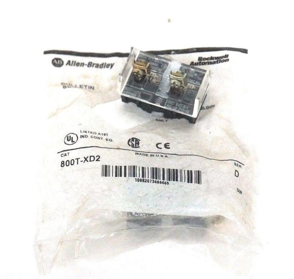 Used LOT OF 2 NEW ALLEN BRADLEY 800T-XD2 CONTACT BLOCKS SER D 800TXD2
