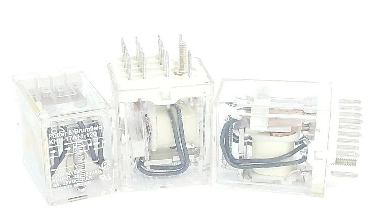 Used LOT OF 3 POTTER & BRUMFIELD KHU-17A11-120 RELAYS 120V 50/60HZ