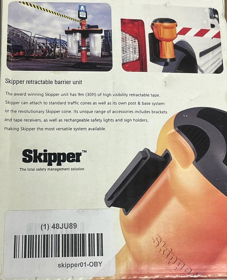 Skipper 01-OBY Retractable Safety Barrier 9m (30ft) Black/Yellow Tape NSMP