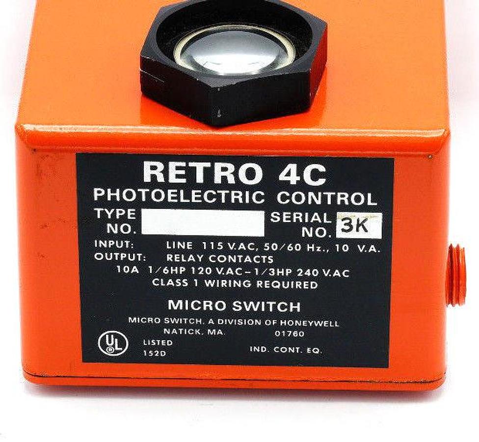 Used NEW HONEYWELL MICRO SWITCH RETRO 4C PHOTOELECTRIC CONTROL 115VAC 10A RETRO-4C