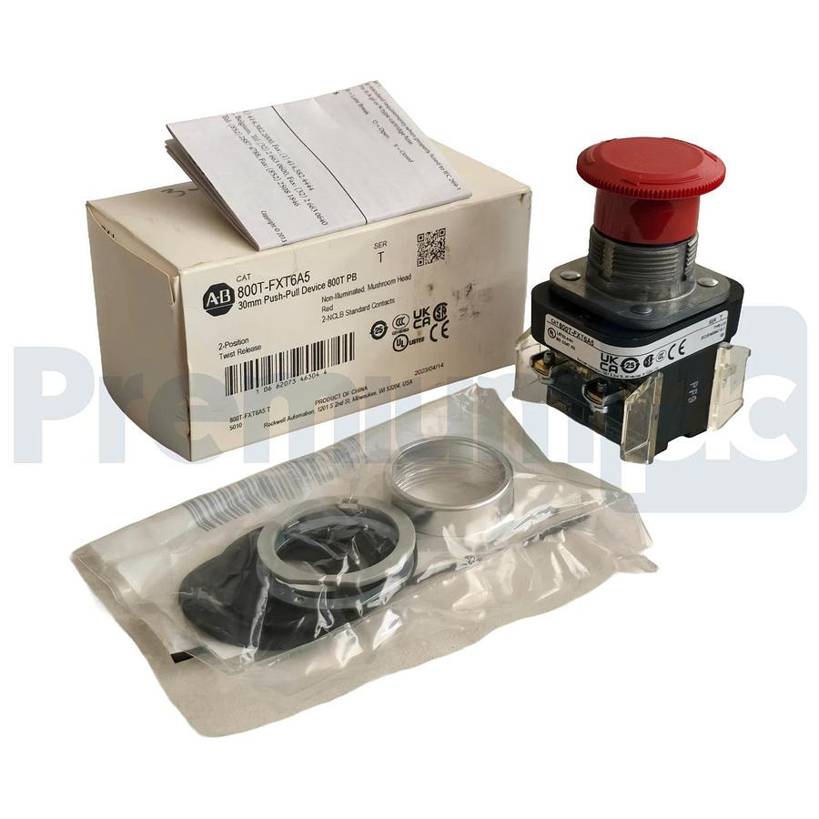 Allen-Bradley 800T-FXT6A5 /T 30mm Push-Pull Device 2-Pos Twist Release Red NSMP