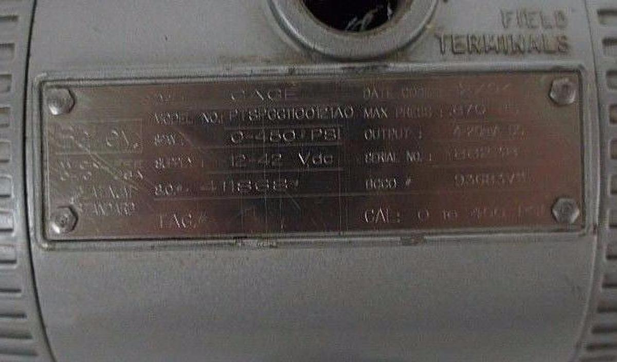 Used BAILEY PTSPGG1100121A0 TRANSMITTER 12-42VDC, 870 PSI MAX PRESS. BCCO# 93683V11