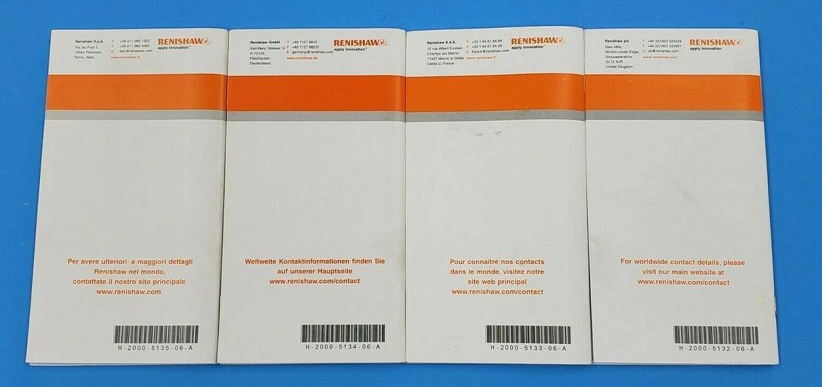 LOT OF 4 NEW RENISHAW MP700 PROBE SYSTEM OPERATOR'S GUIDES H-2000-5132-06-A