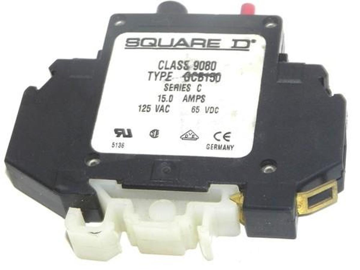 Used SQUARE D 9080-GCB-150 CIRCUIT BREAKER 9080GCB150 SERIES C, 15.0 AMP, 125VAC