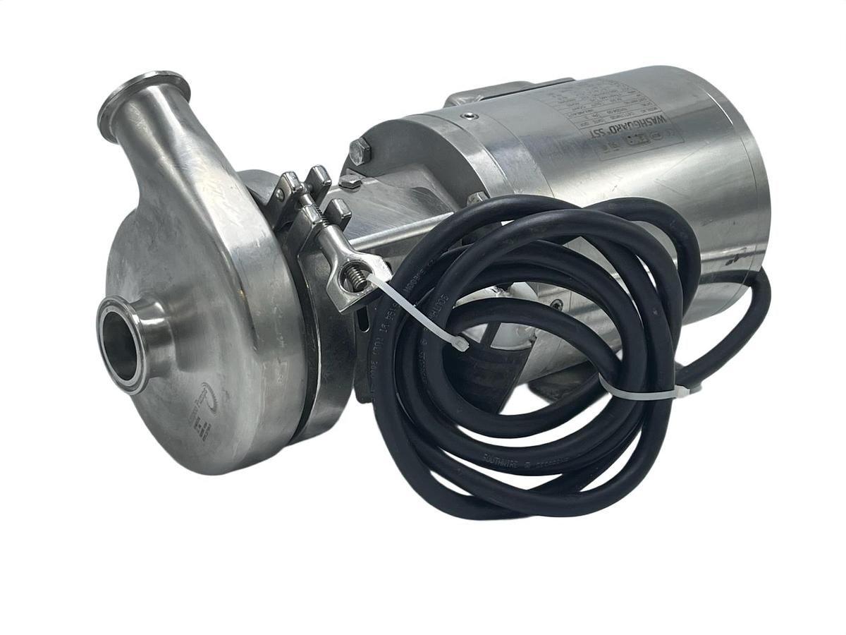 Used Ampco C+114-DG-056C Sanitary Pump w/ Leeson 1HP 1750RPM Stainless Motor 3PH
