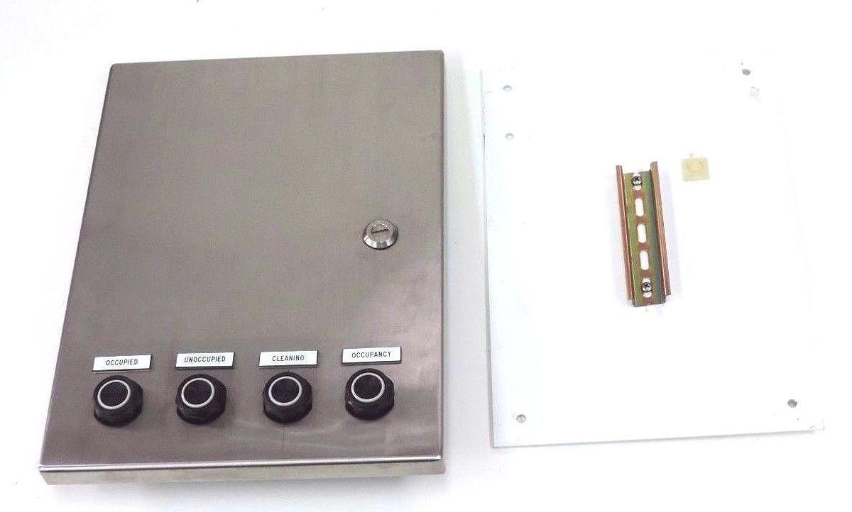 Used EUROBEX 5400 ESS PANEL BOX ENCLOSURE WITH SQUARE D 9001-K82 BUTTONS / BACK PLATE