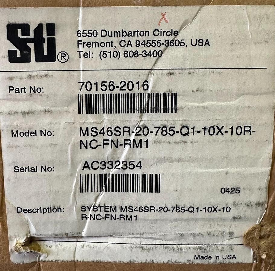 Used NEW STI MS46SR-20-785-Q1-10X-10R-NC-FN-RM1 LIGHT CURTAIN SYSTEM 70156-2016 RM-1