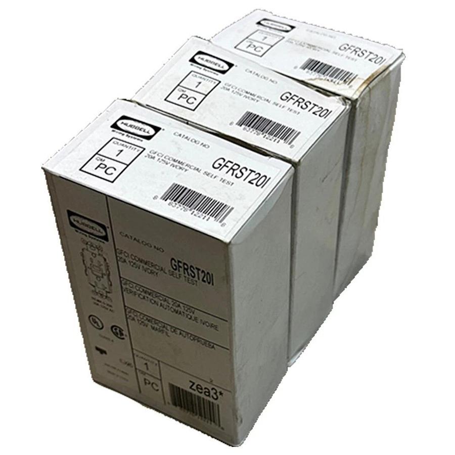Used 3 NEW HUBBELL GFRST20I COMMERCIAL SELF TEST GFCI 20A 125V IVORY