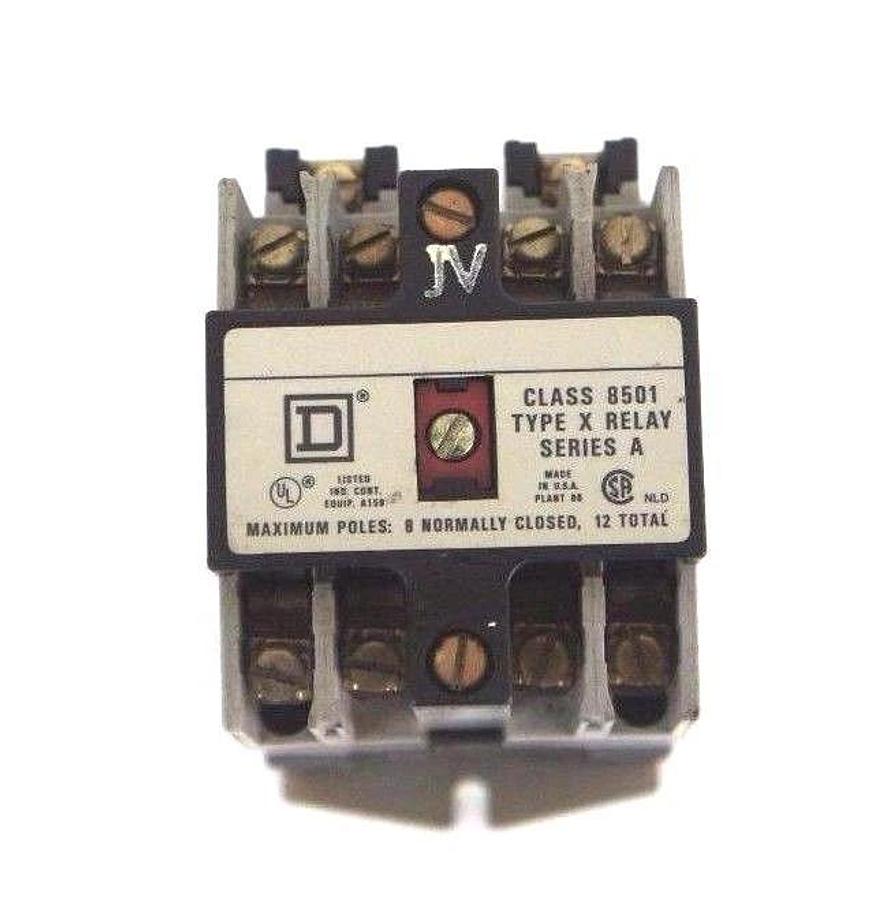 Used SQUARE D 8501-X0-40 TYPE X CONTROL RELAY SER A FORM JV 8501XO40 8501X040