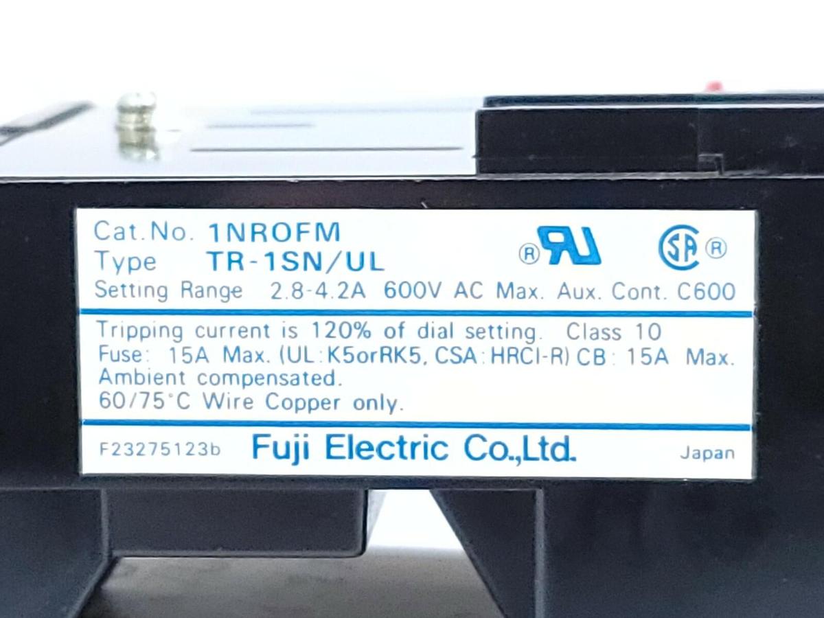 NIB FUJI ELECTRIC TR-1SN/UL 2.8-4.2A THERMAL OVERLOAD RELAY