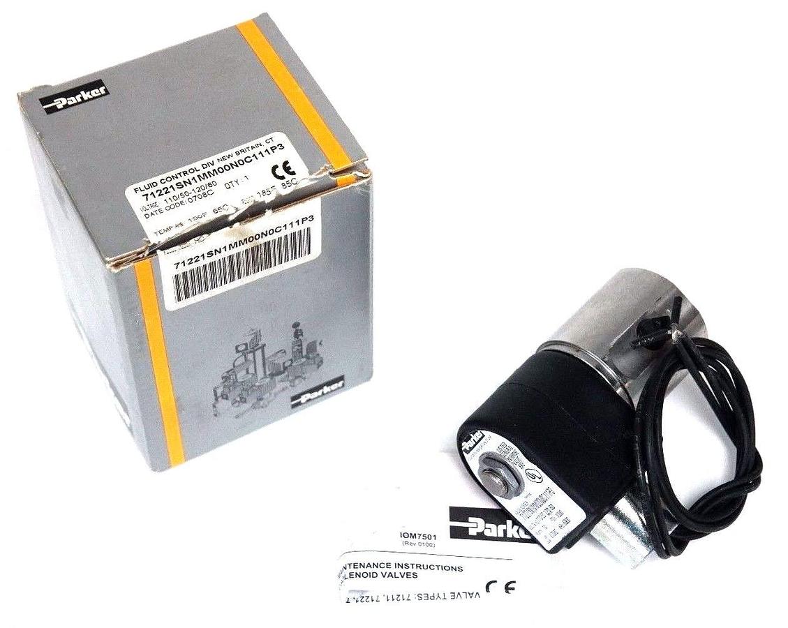 Used NEW PARKER 71221SN1MM00N0C111P3 VALVE 110/120V, 50/60HZ, 10WATTS