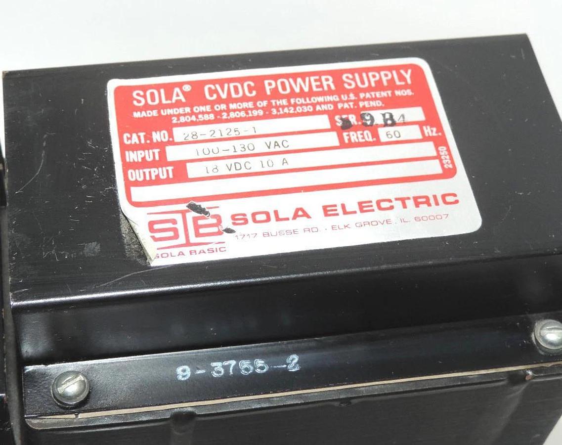 Used SOLA 28-2125-1 CVDC POWER SUPPLY 2821251, INPUT: 100-130 VAC