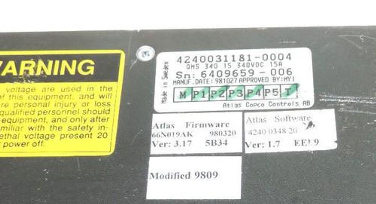 Used ATLAS COPCO 4240-0311-81 SERVO CONTROLLER QMS-340-15, 4240031181-0004, QMS34015