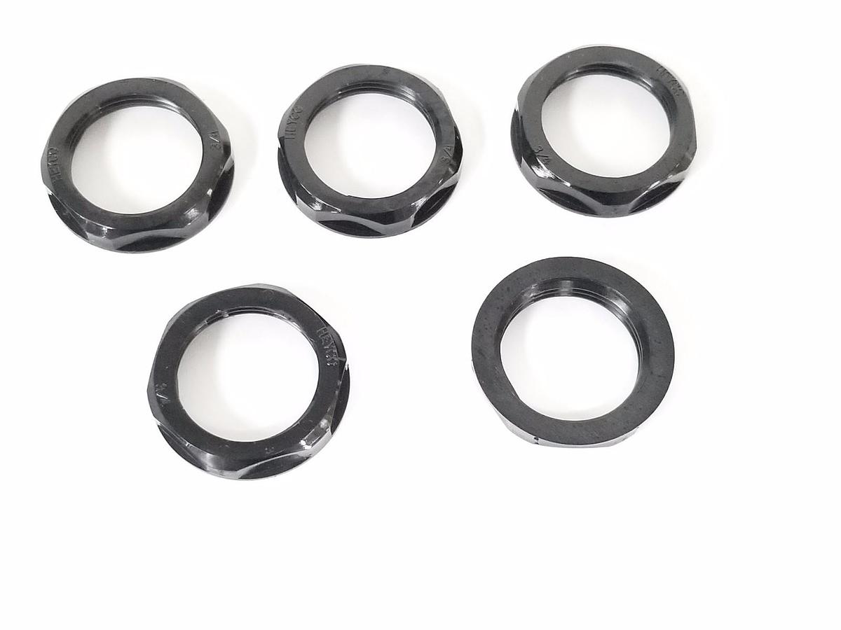 LOT OF 5 NEW HEYCO 3020-3802 LOCKNUTS 3/4'' BLACK
