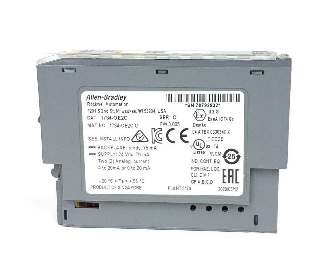 Used NIB ALLEN BRADLEY 1734-OE2C SER. C POINT I/O 2 POINT ANALOG OUTPUT MODULE